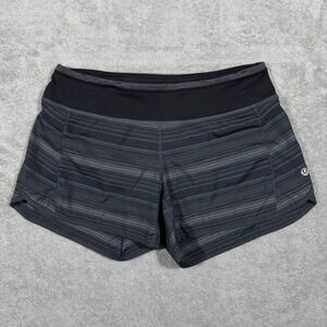Lululemon Shorts Womens 6 Black Coal Gray Stripe Speed Up Lined Short 4" Run Gym